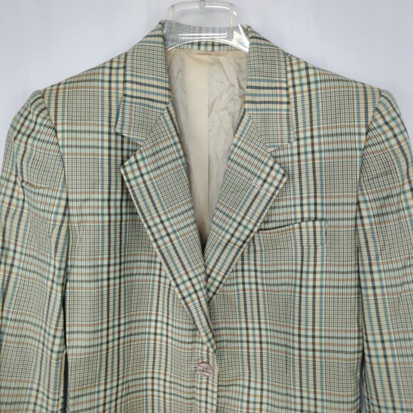 Vintage Henry Cottons Blazer Small Tan Plaid - Picture 2 of 10